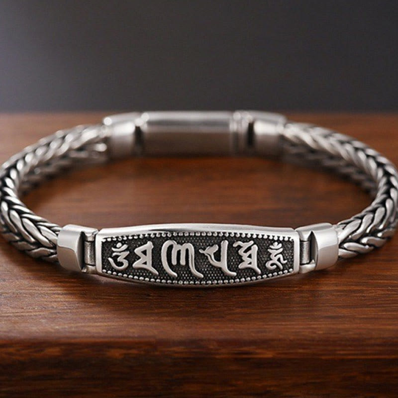 Tibetan Copper Weave Om Mani Padme Hum Relief Vajra Metal Bracelet