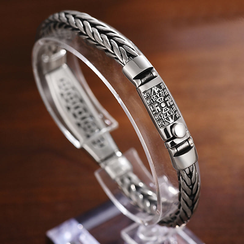 Tibetan Copper Weave Om Mani Padme Hum Relief Vajra Metal Bracelet