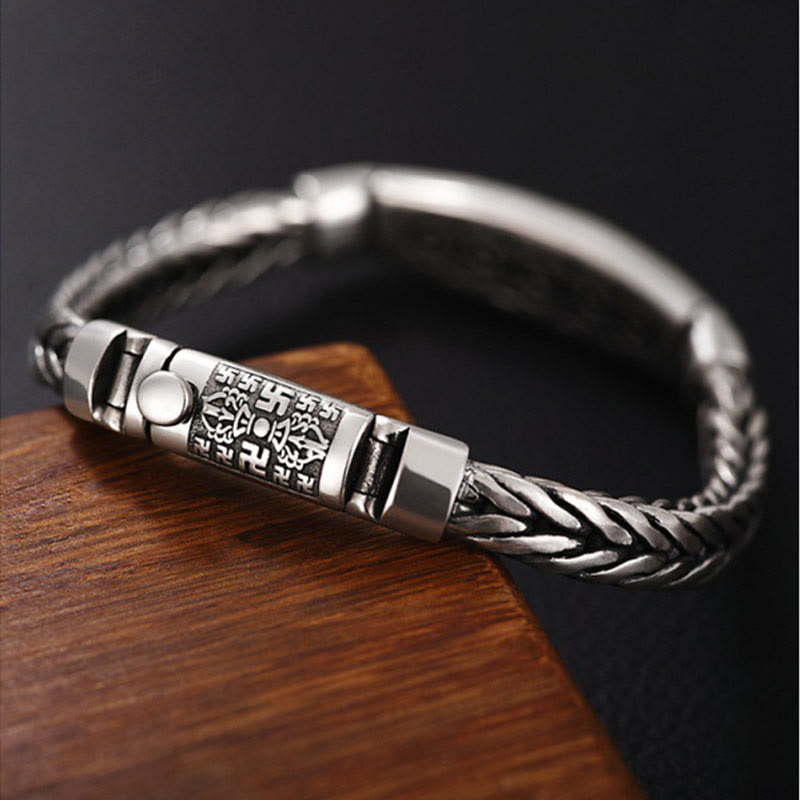Tibetan Copper Weave Om Mani Padme Hum Relief Vajra Metal Bracelet