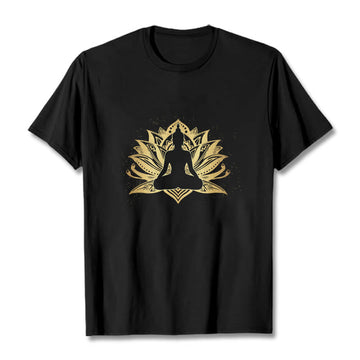 Tactile Cotton Lotus Graphic Meditation T-Shirt