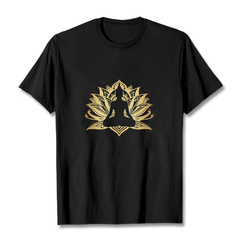 Tactile Cotton Lotus Graphic Meditation T-Shirt
