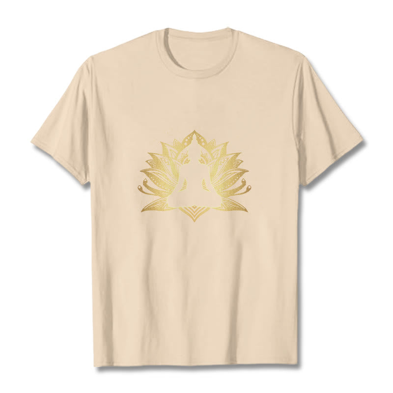 Tactile Cotton Lotus Graphic Meditation T-Shirt