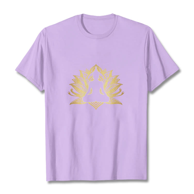 Tactile Cotton Lotus Graphic Meditation T-Shirt