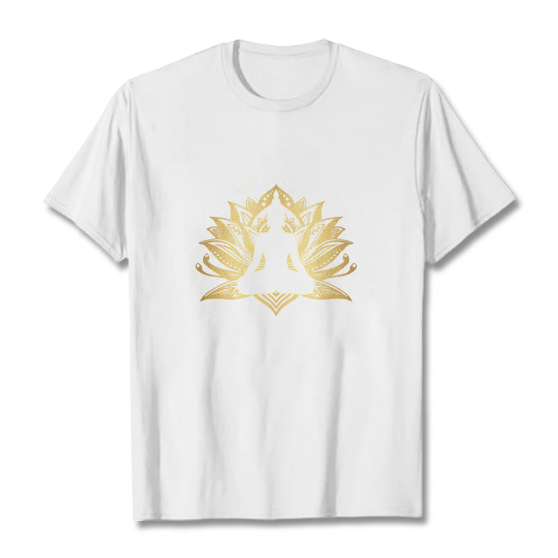 Tactile Cotton Lotus Graphic Meditation T-Shirt