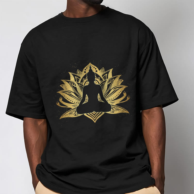Tactile Cotton Lotus Graphic Meditation T-Shirt