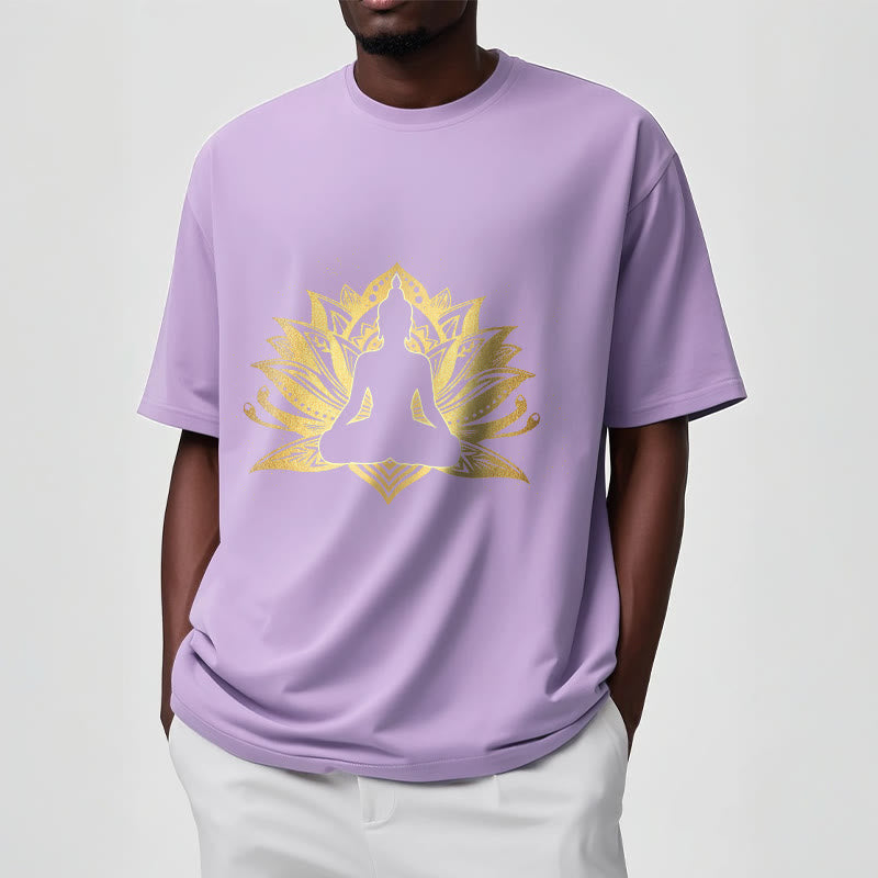 Tactile Cotton Lotus Graphic Meditation T-Shirt