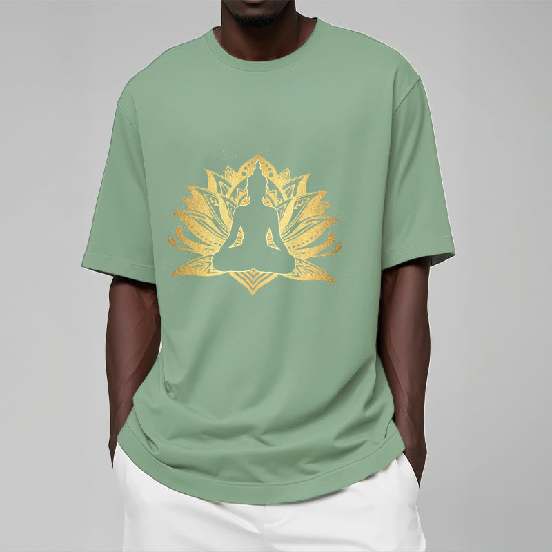 Tactile Cotton Lotus Graphic Meditation T-Shirt