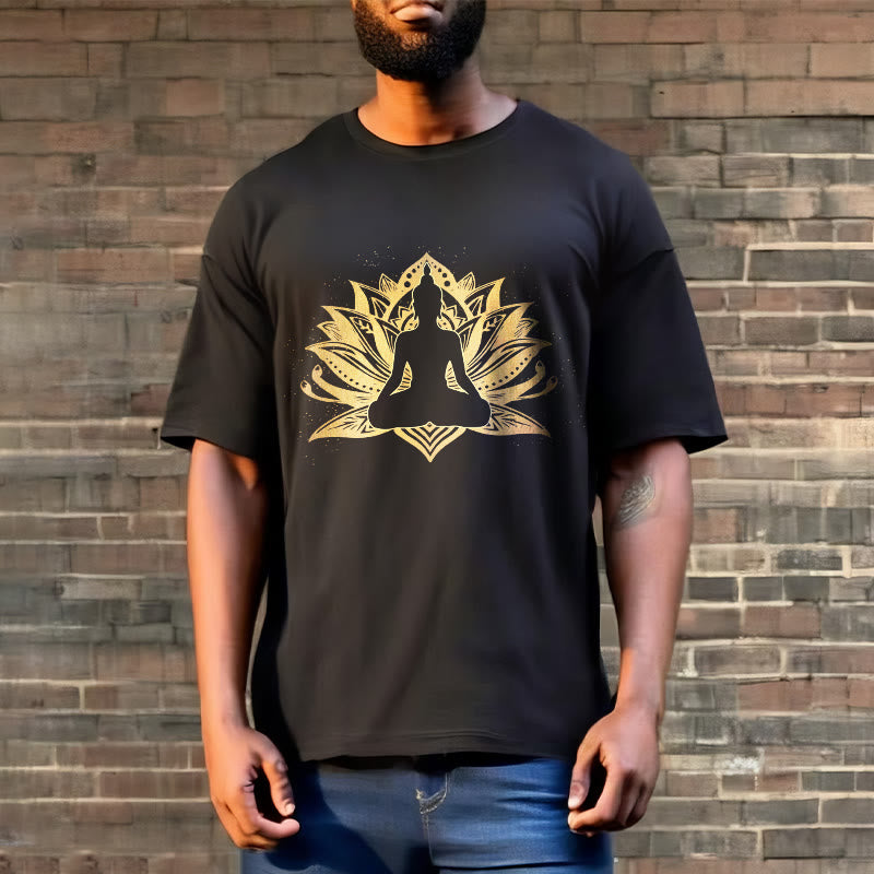 Tactile Cotton Lotus Graphic Meditation T-Shirt