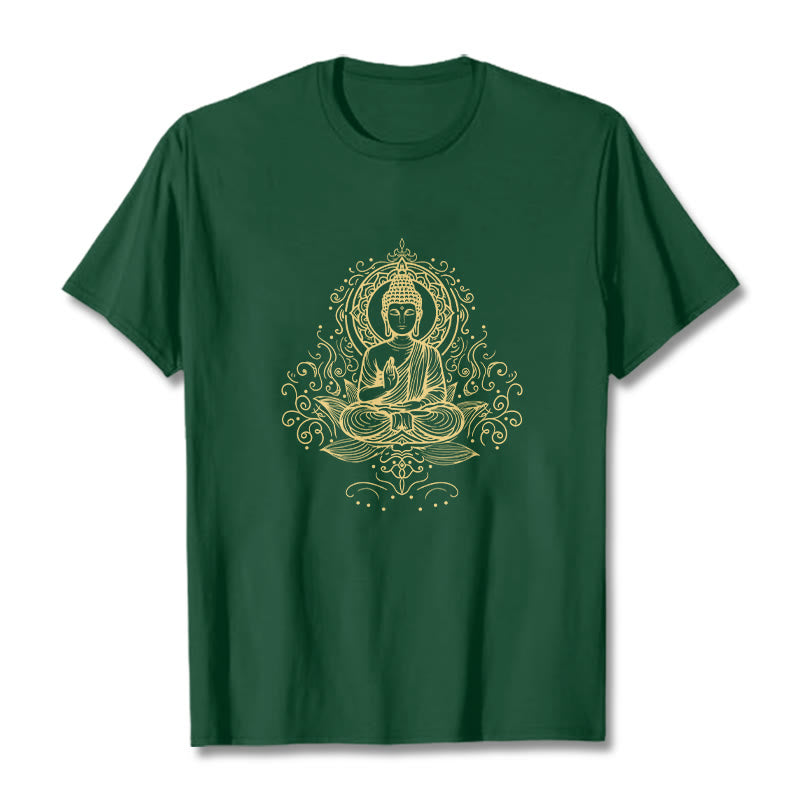 Lotus Flower Vines Meditation Buddha Tee T-shirt