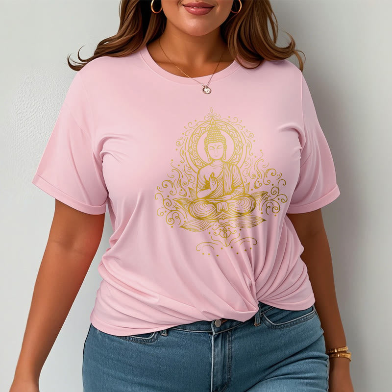 Lotus Flower Vines Meditation Buddha Tee T-shirt