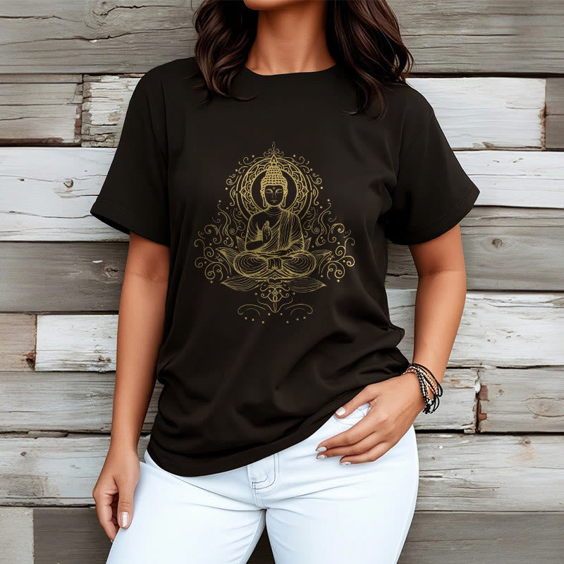 Lotus Flower Vines Meditation Buddha Tee T-shirt