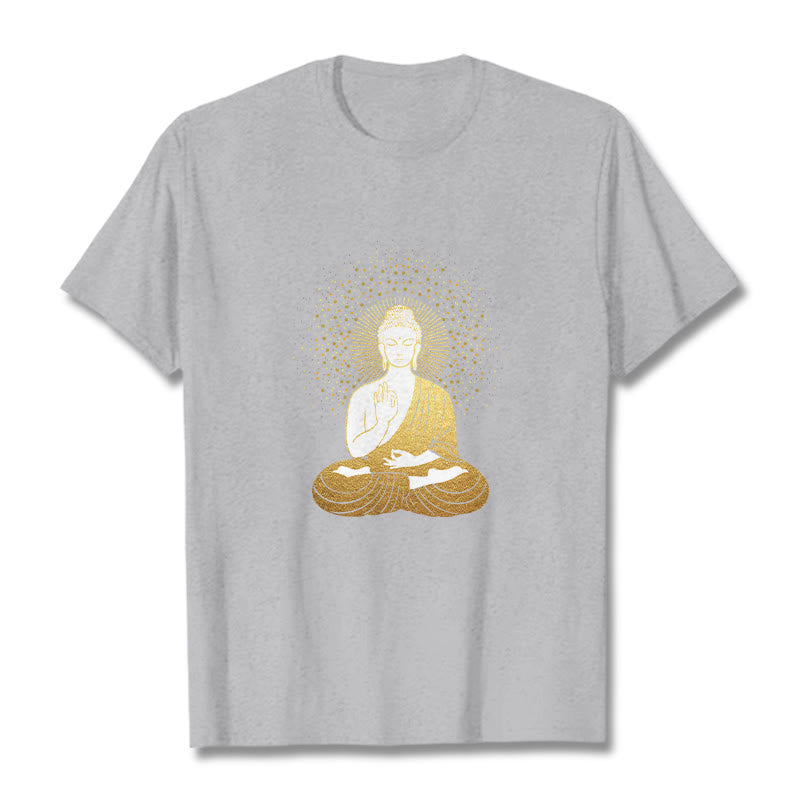 Soft Cotton Crew Neck Golden Aura Meditation Tee