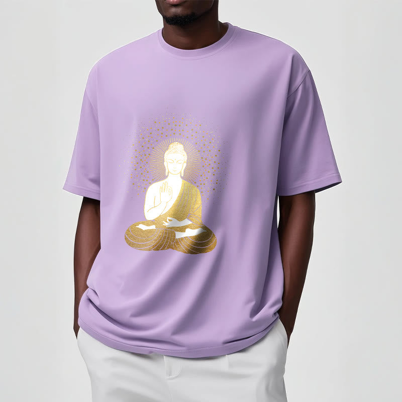 Soft Cotton Crew Neck Golden Aura Meditation Tee