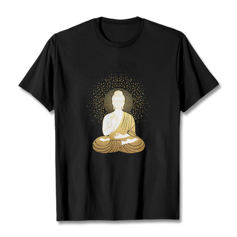 Soft Cotton Crew Neck Golden Aura Meditation Tee