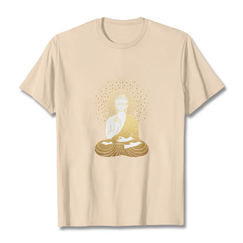 Soft Cotton Crew Neck Golden Aura Meditation Tee