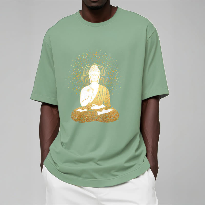 Soft Cotton Crew Neck Golden Aura Meditation Tee