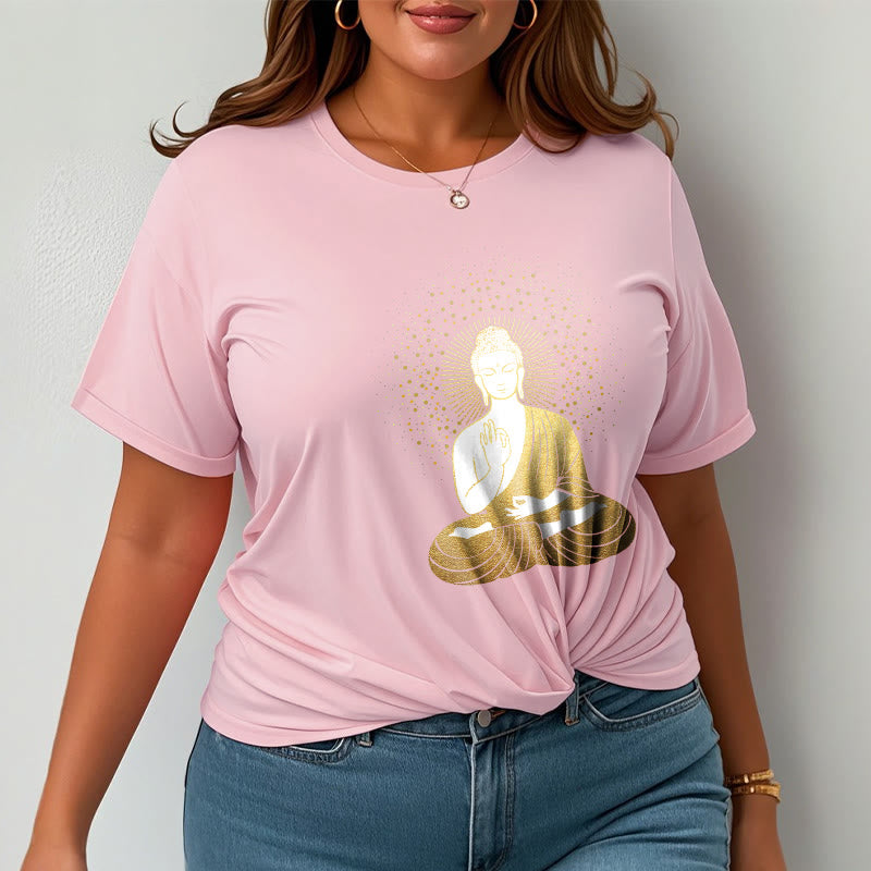 Soft Cotton Crew Neck Golden Aura Meditation Tee