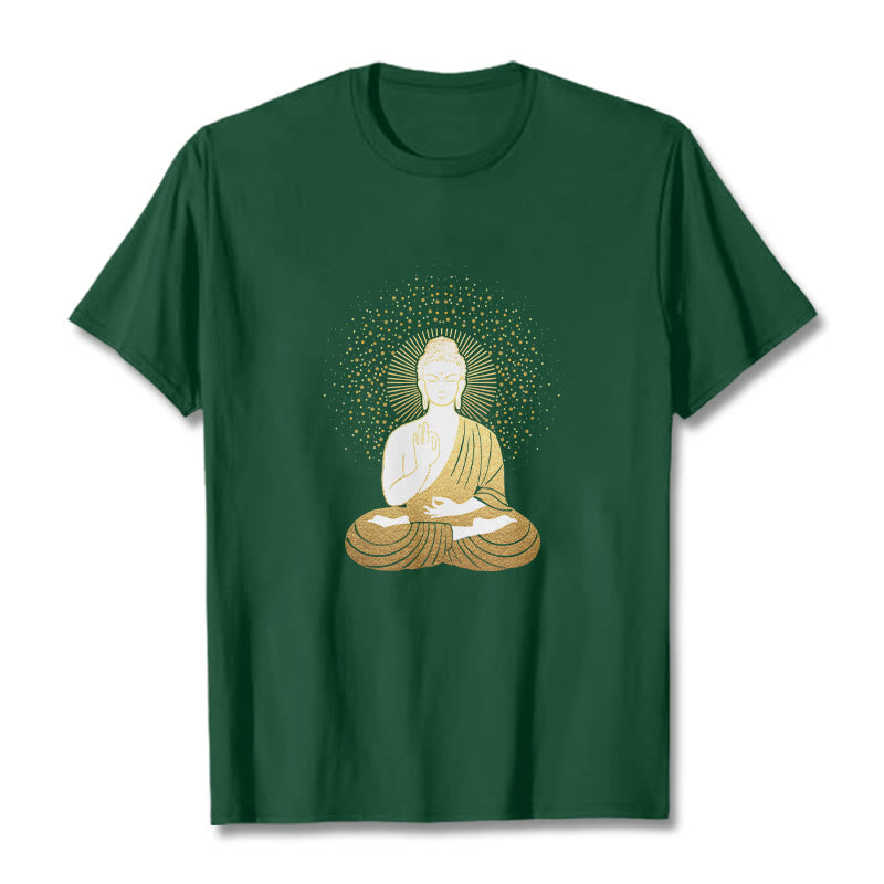 Soft Cotton Crew Neck Golden Aura Meditation Tee