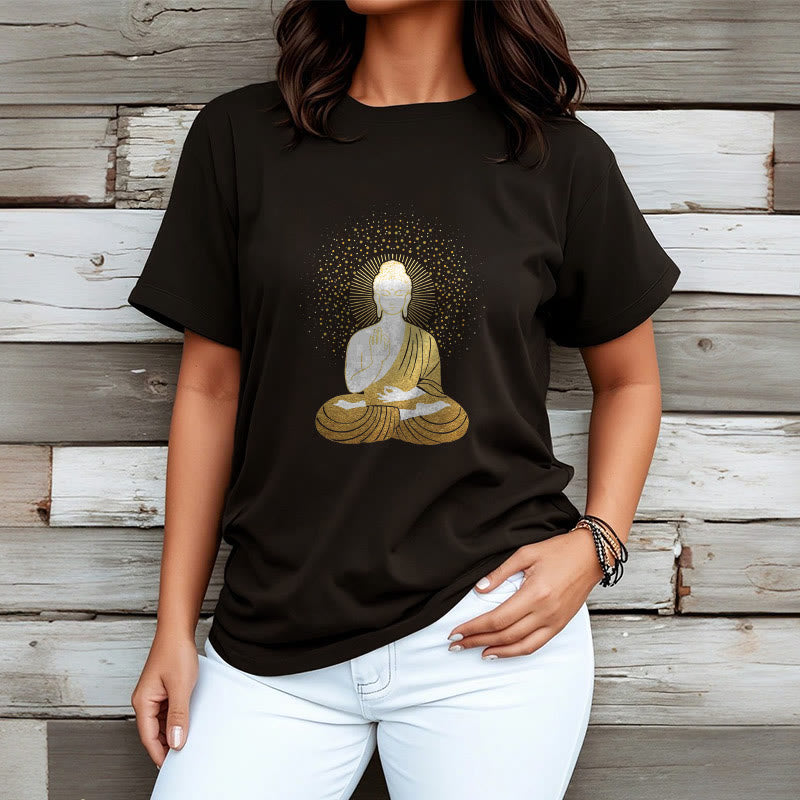 Soft Cotton Crew Neck Golden Aura Meditation Tee