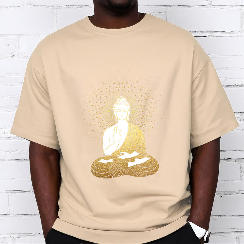 Soft Cotton Crew Neck Golden Aura Meditation Tee
