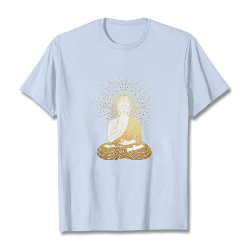 Soft Cotton Crew Neck Golden Aura Meditation Tee
