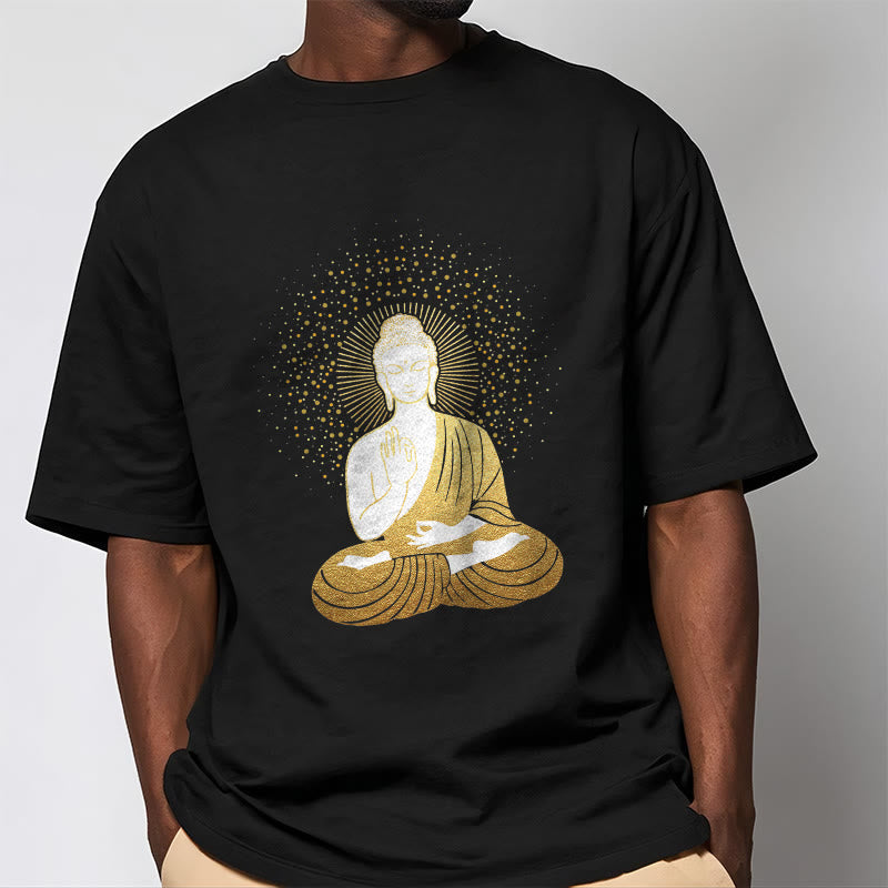 Soft Cotton Crew Neck Golden Aura Meditation Tee