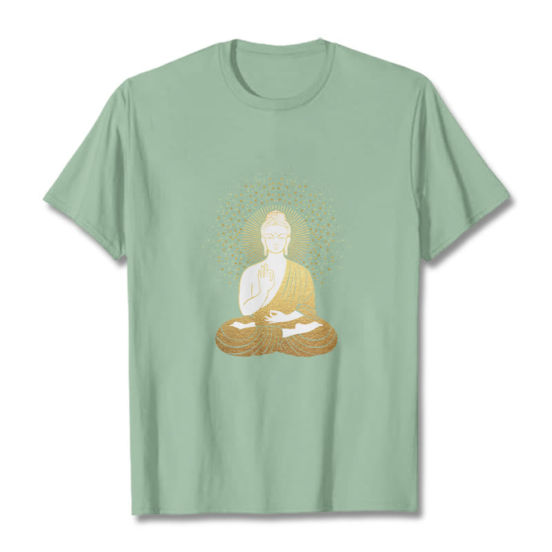 Soft Cotton Crew Neck Golden Aura Meditation Tee