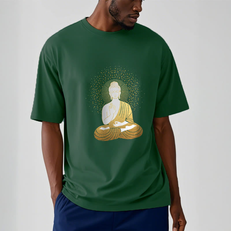 Soft Cotton Crew Neck Golden Aura Meditation Tee