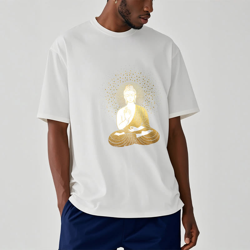 Soft Cotton Crew Neck Golden Aura Meditation Tee