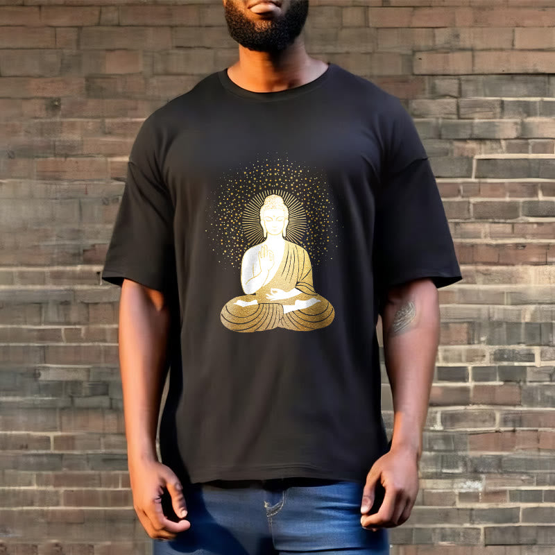 Soft Cotton Crew Neck Golden Aura Meditation Tee