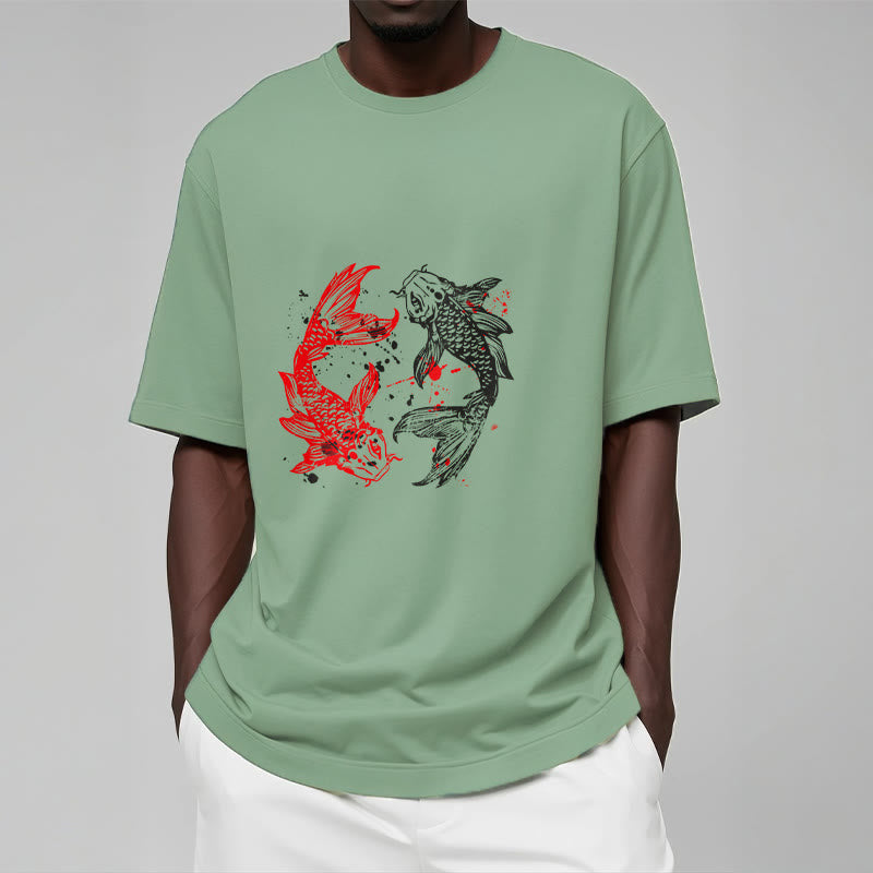 Red Black Koi Fish Tee T-shirt