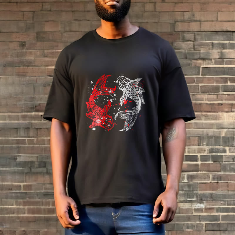 Red Black Koi Fish Tee T-shirt