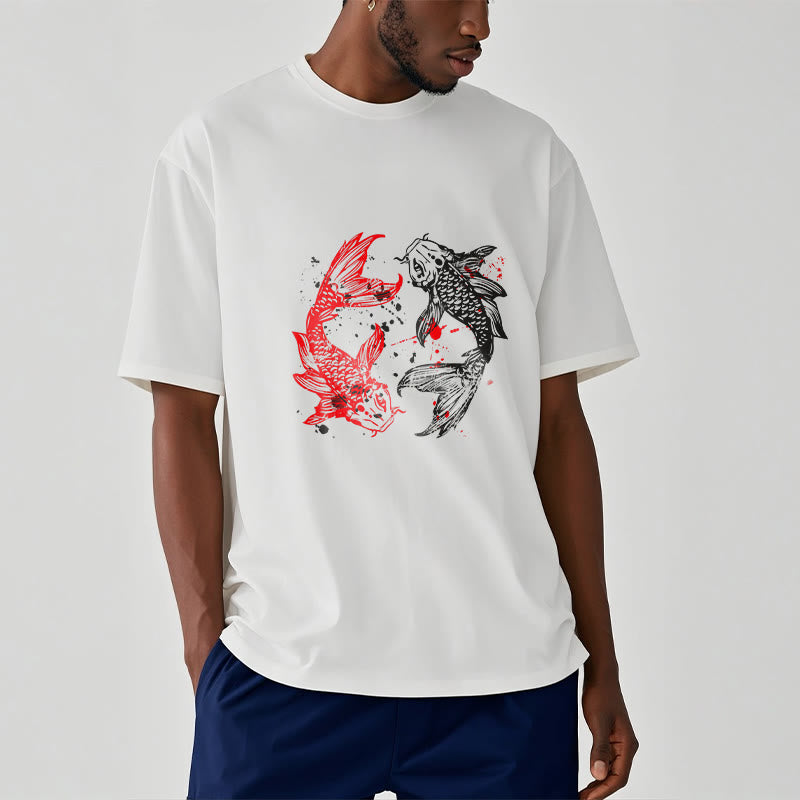 Red Black Koi Fish Tee T-shirt