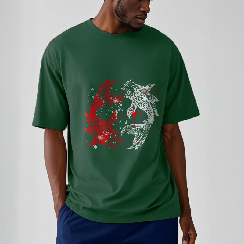 Red Black Koi Fish Tee T-shirt