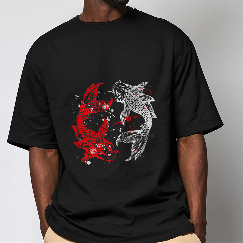 Red Black Koi Fish Tee T-shirt