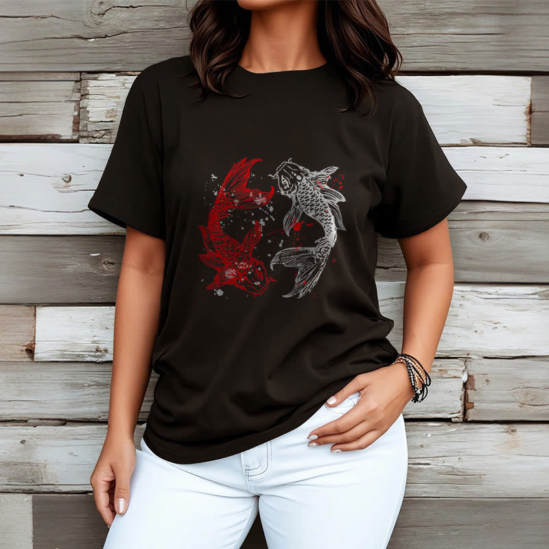 Red Black Koi Fish Tee T-shirt