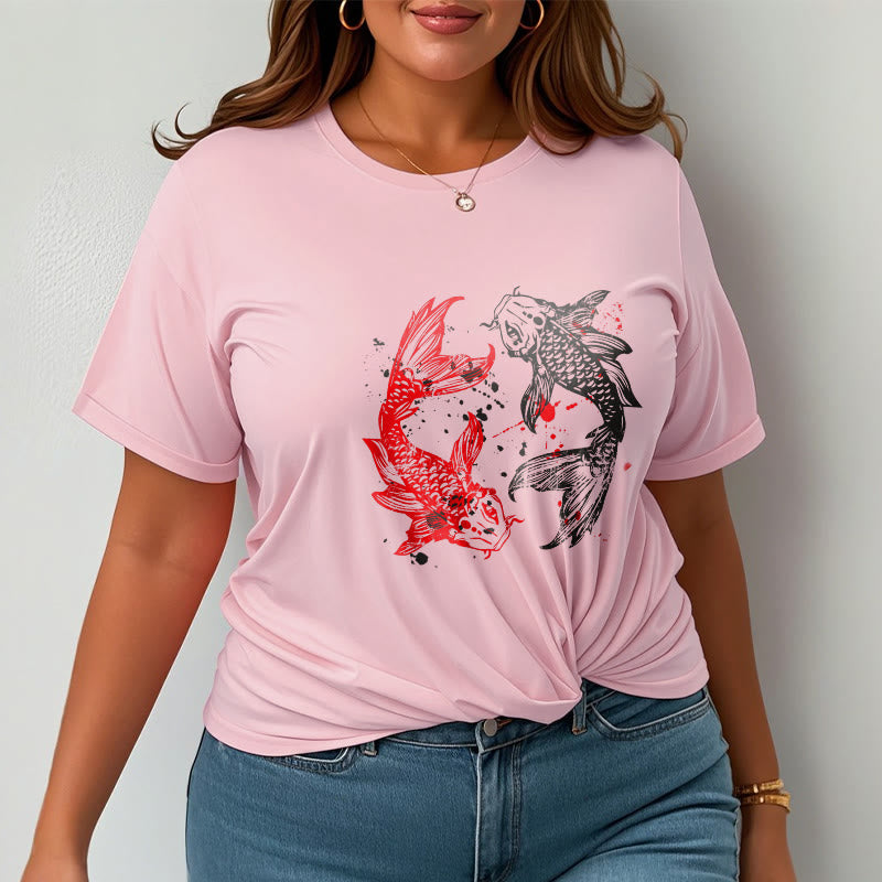 Red Black Koi Fish Tee T-shirt