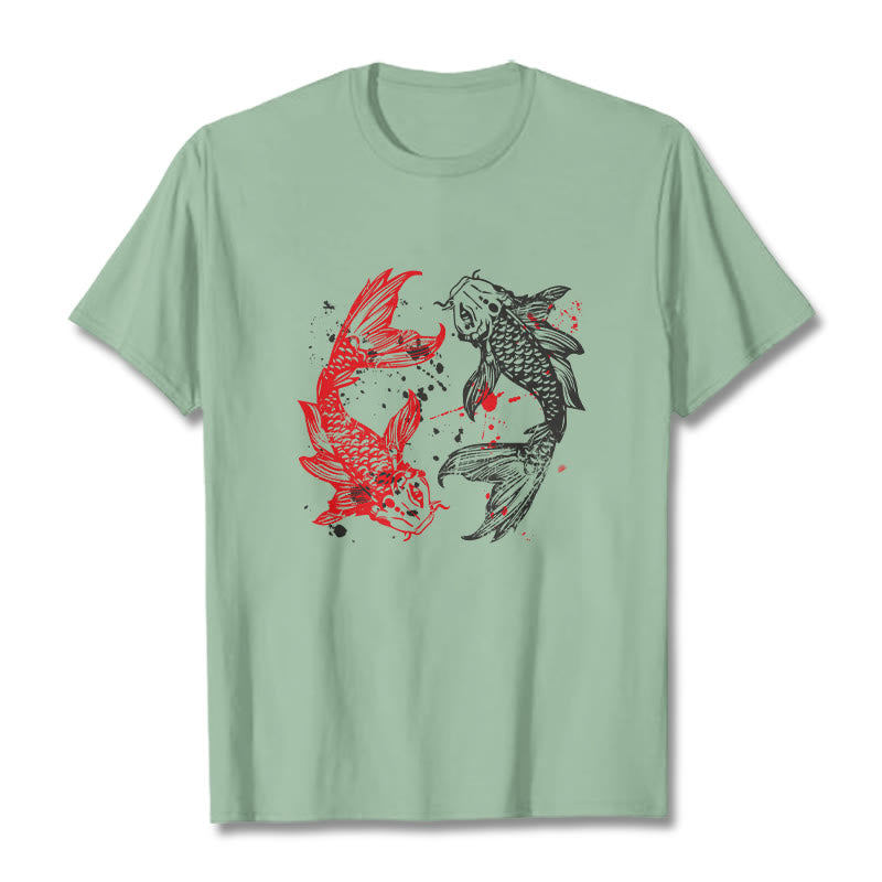 Red Black Koi Fish Tee T-shirt