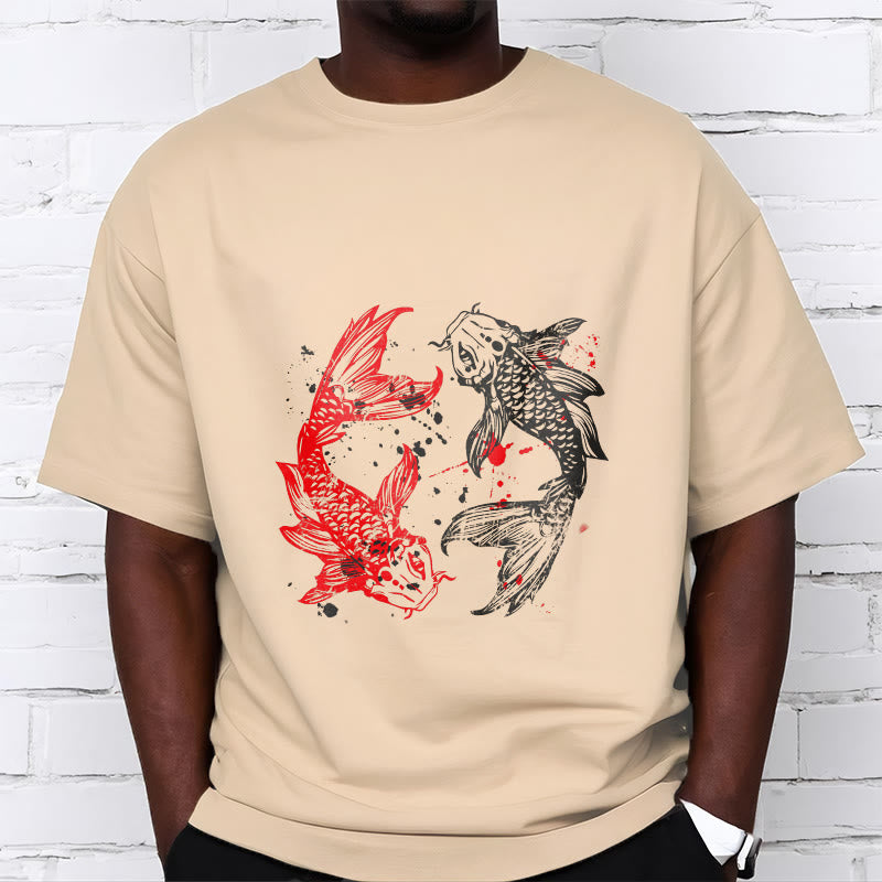 Red Black Koi Fish Tee T-shirt