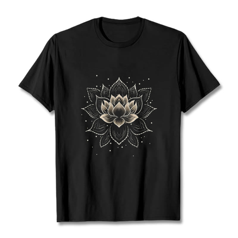 Golden Lotus Flower Design Tee T-shirt