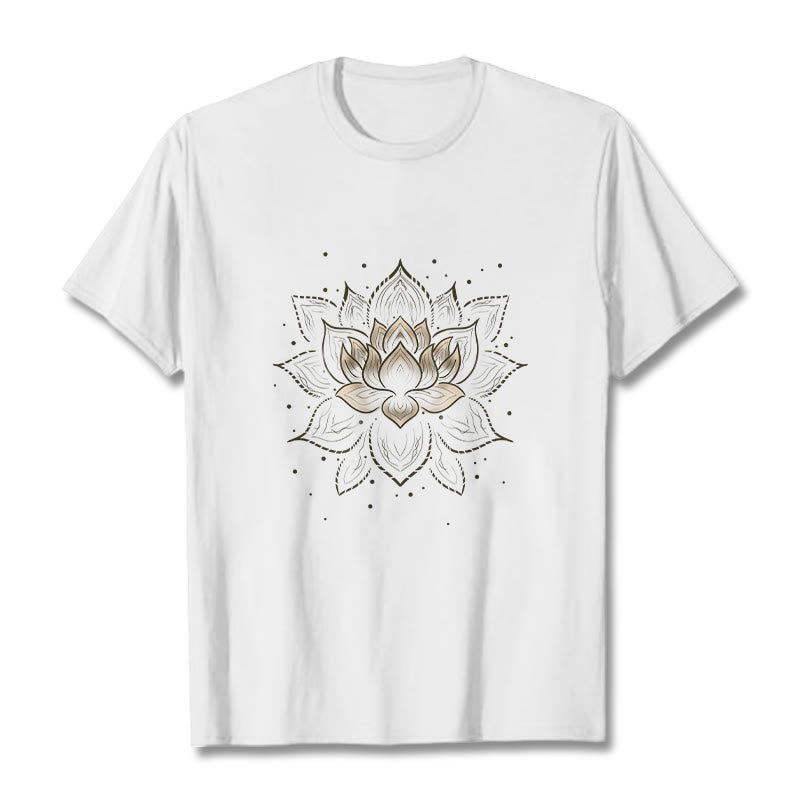 Golden Lotus Flower Design Tee T-shirt