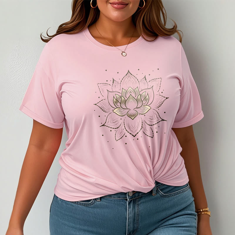 Golden Lotus Flower Design Tee T-shirt