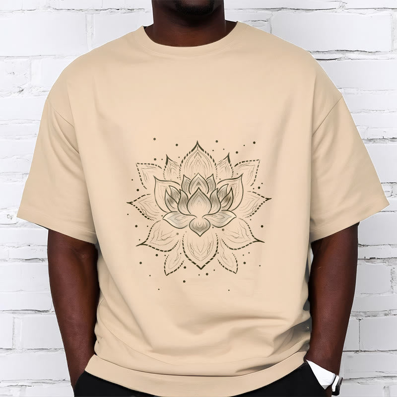 Golden Lotus Flower Design Tee T-shirt