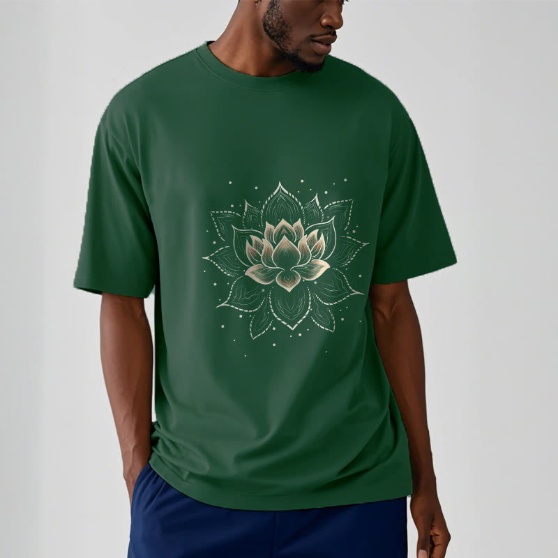Golden Lotus Flower Design Tee T-shirt