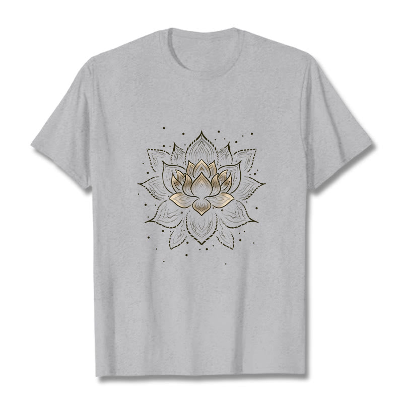 Golden Lotus Flower Design Tee T-shirt