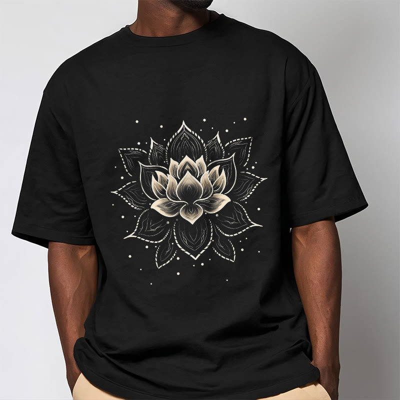 Golden Lotus Flower Design Tee T-shirt