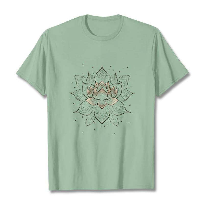 Golden Lotus Flower Design Tee T-shirt