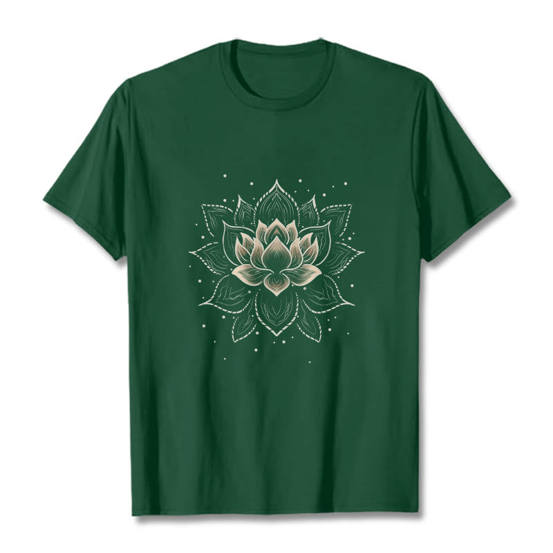 Golden Lotus Flower Design Tee T-shirt