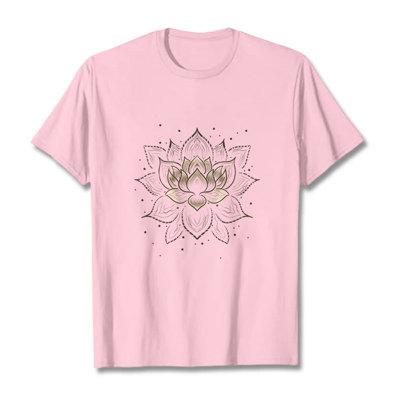 Golden Lotus Flower Design Tee T-shirt