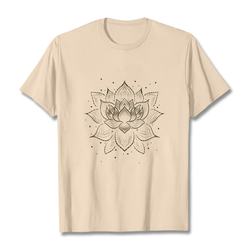 Golden Lotus Flower Design Tee T-shirt